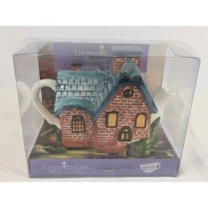 Thomas Kinkade Cottage Teapot Gift Set Ceramic House Blueberry Tea 6 Bags New Bo